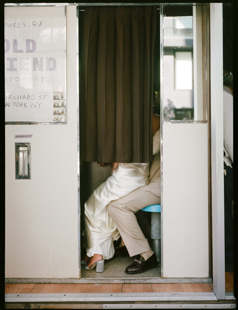 Taking elopement photos at the Old Friend Photobooth in Manhattan.