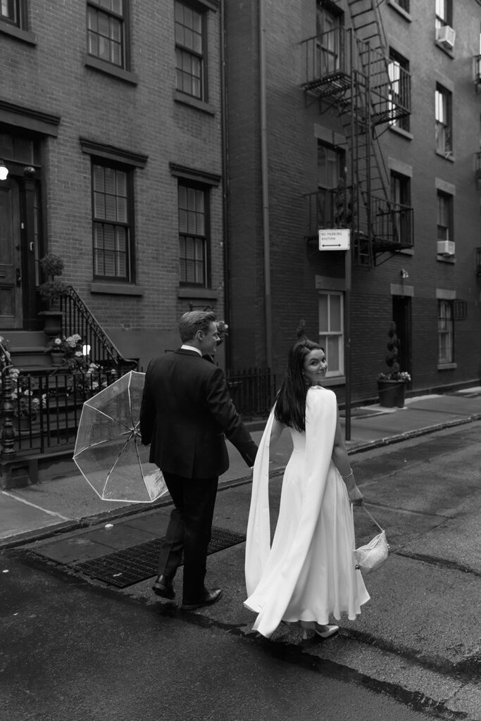 A romantic NYC elopement in the rainy streets of New York.