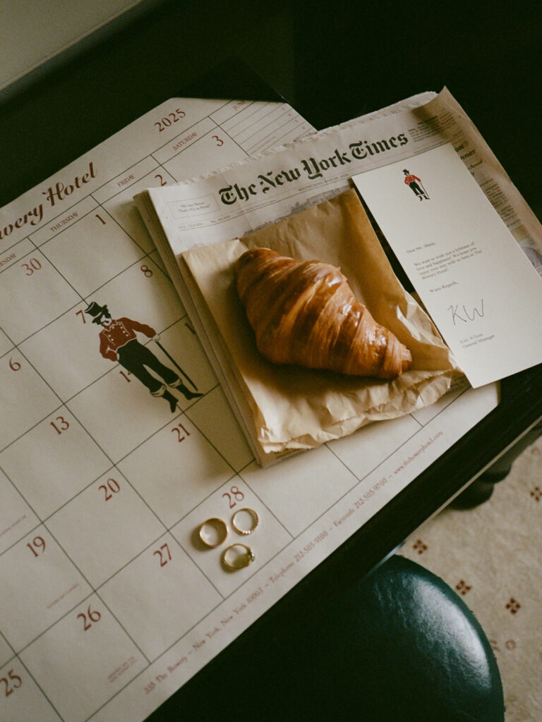 An elopement day that starts at The Bowery Hotel in Brooklyn.