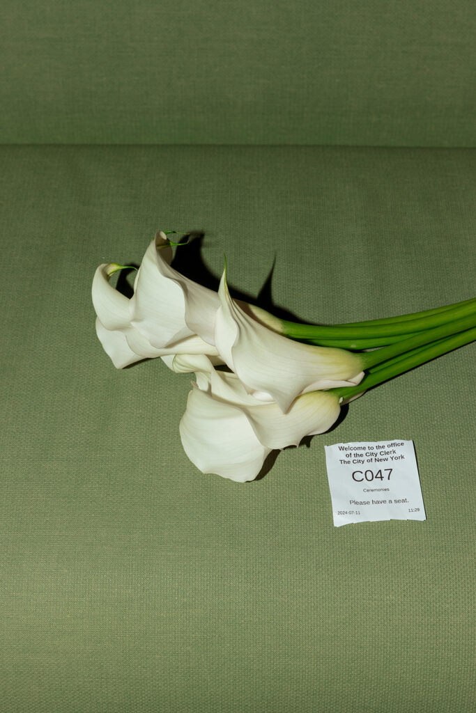 Bouquet details of an editorial Manhattan Courthouse elopement.