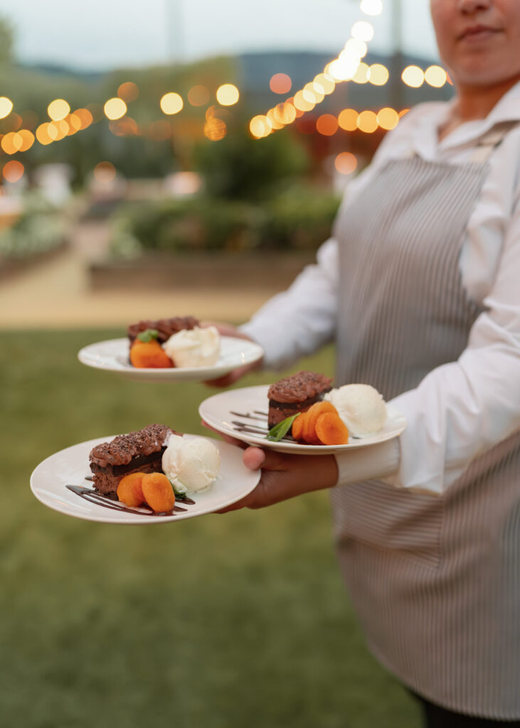 Dessert is served for the wedding rehearsal dinner in Napa.