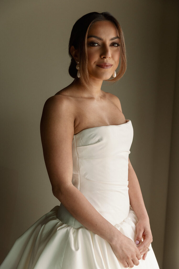 Kismet, getting ready just moments before her first look on her wedding day. 