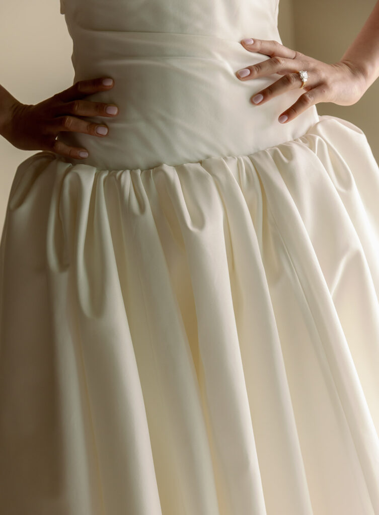 Kismet getting ready in her gorgeous wedding dress. 