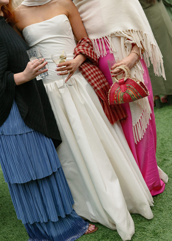 Wedding guests celebrate together after the wedding ceremony.
