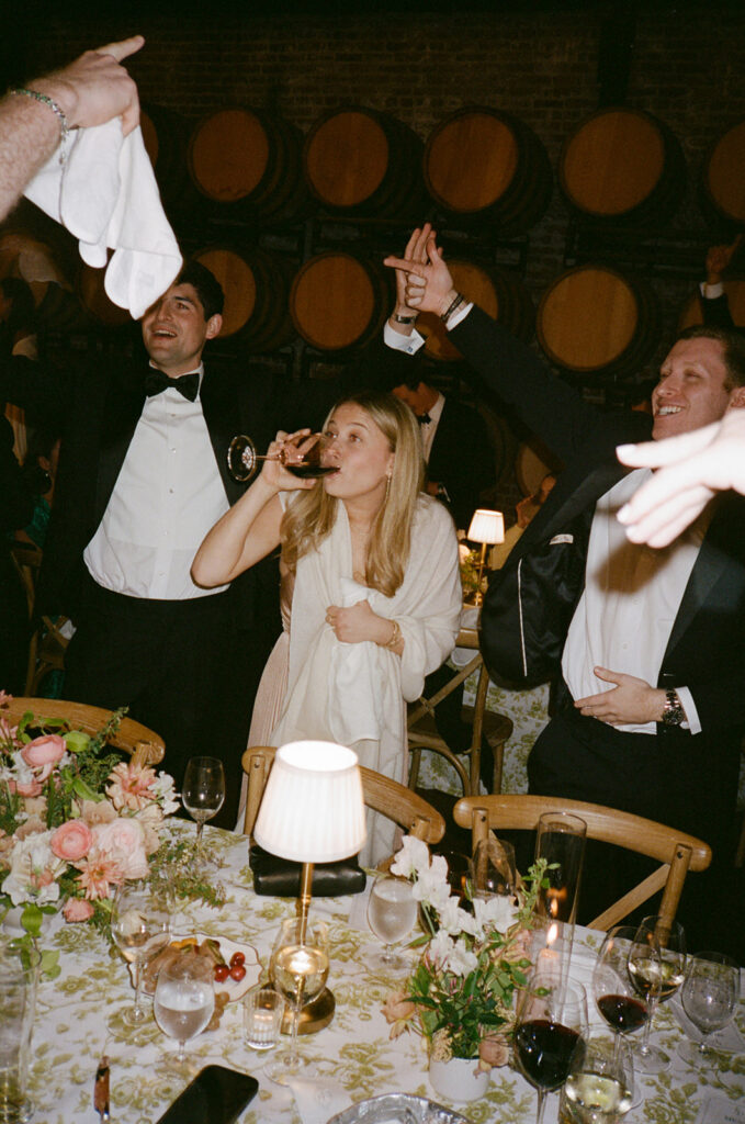 A champagne cheers to the wedding couple. 
